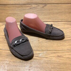 Coach women gray leather suede  Fortunata loafers, size 8.5